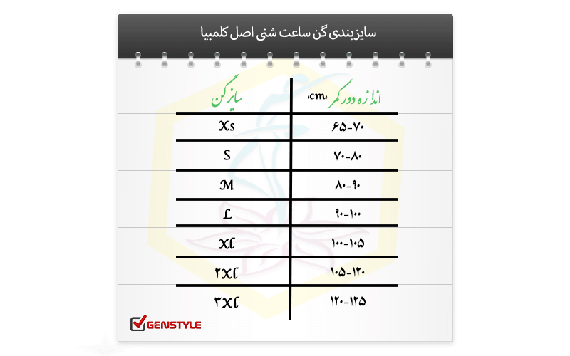 راهنمای خرید گن ساعت شنی جدول سایز بندی گن ساعت شنی برای انتخاب سایز مناسب